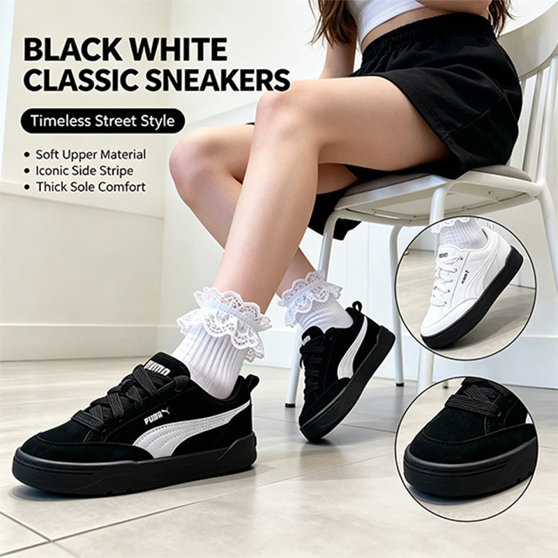 Women Shoes Puma - Męskie buty Puma 401606-15, czarno-białe, zamszowe,