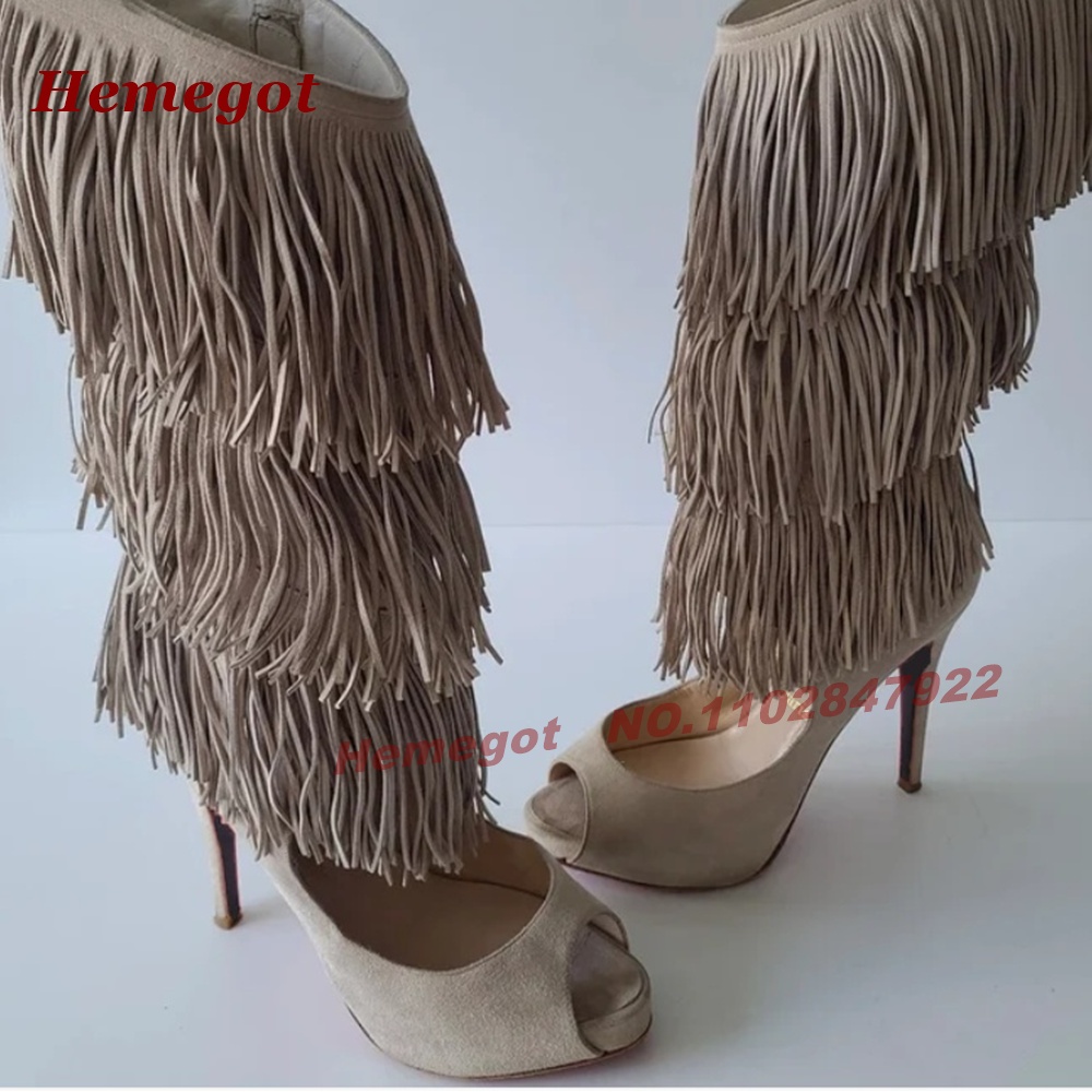 Sandały-kozaki z frędzlami, od – High Knee Heel Boots recenzja i cena
