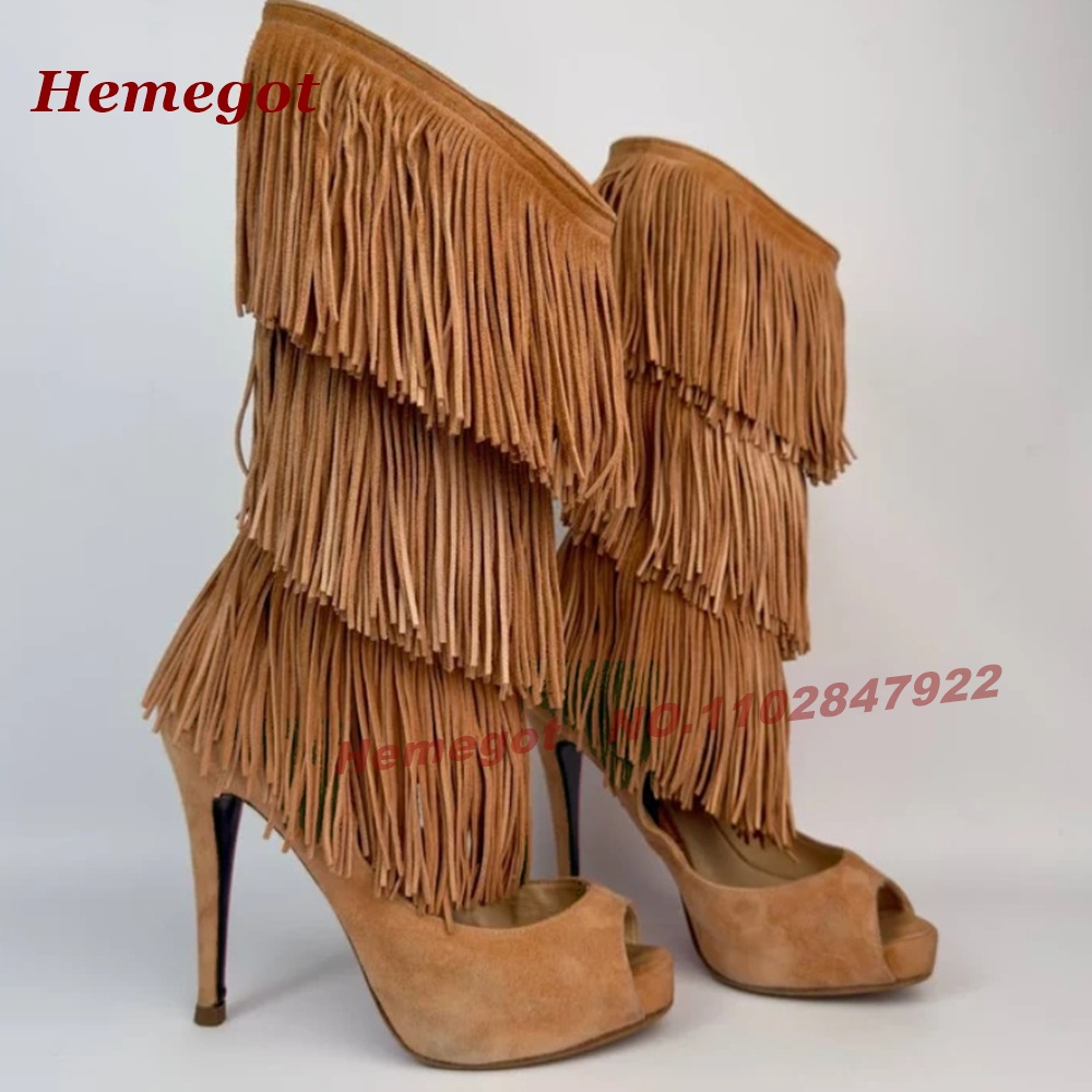 Sandały-kozaki z frędzlami, od – High Knee Heel Boots recenzja i cena