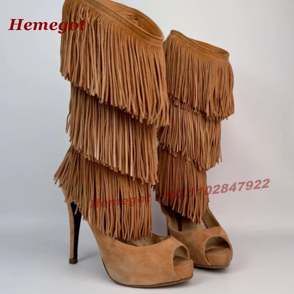 Sandały-kozaki z frędzlami, od – High Knee Heel Boots recenzja i cena