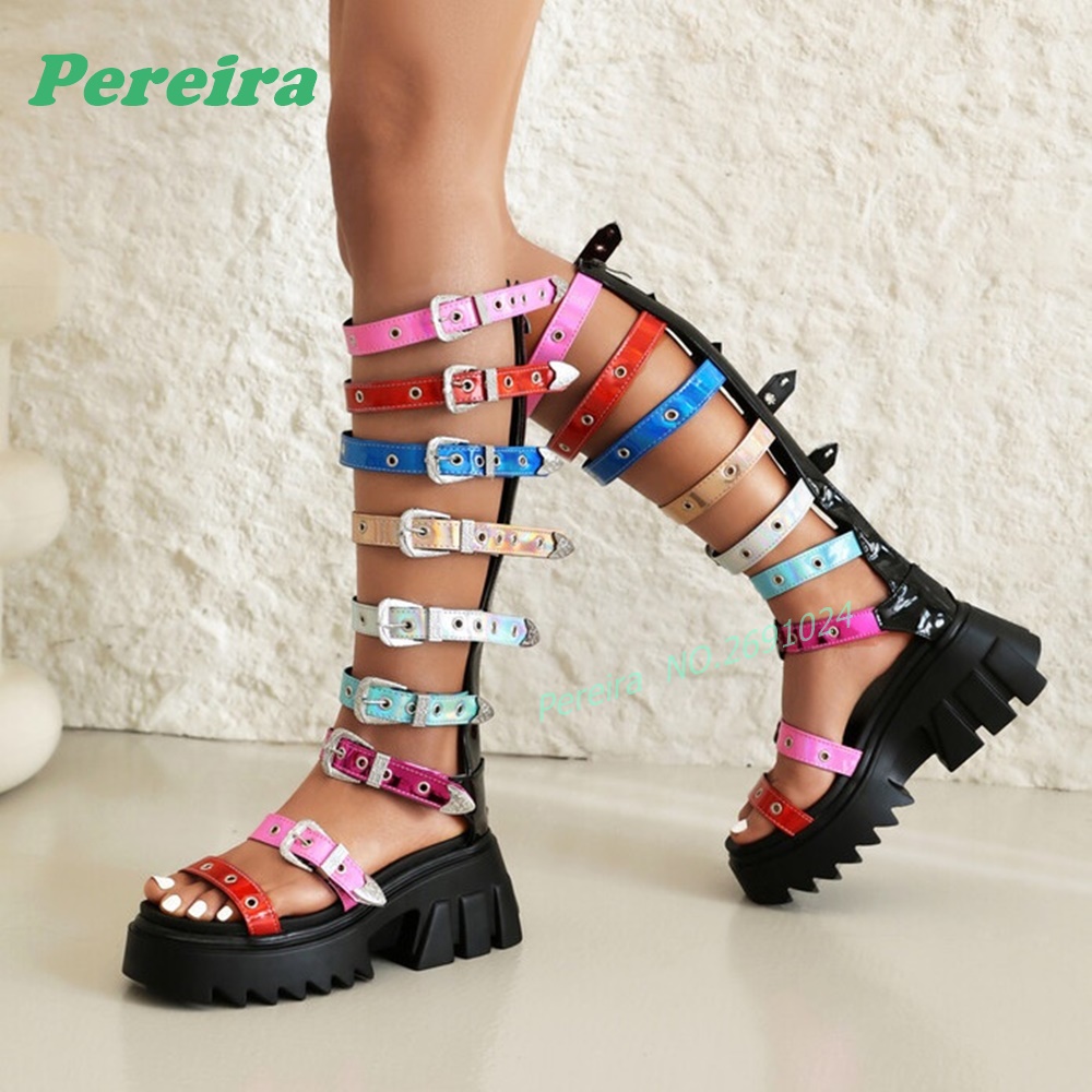 Kolorowe sandały gladiatorzy z – High Knee Heel Boots recenzja i cena