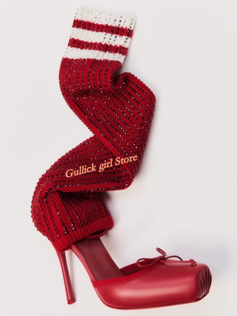 Czerwone dzianinowe botki z kw – Sock Boot Women recenzja i cena