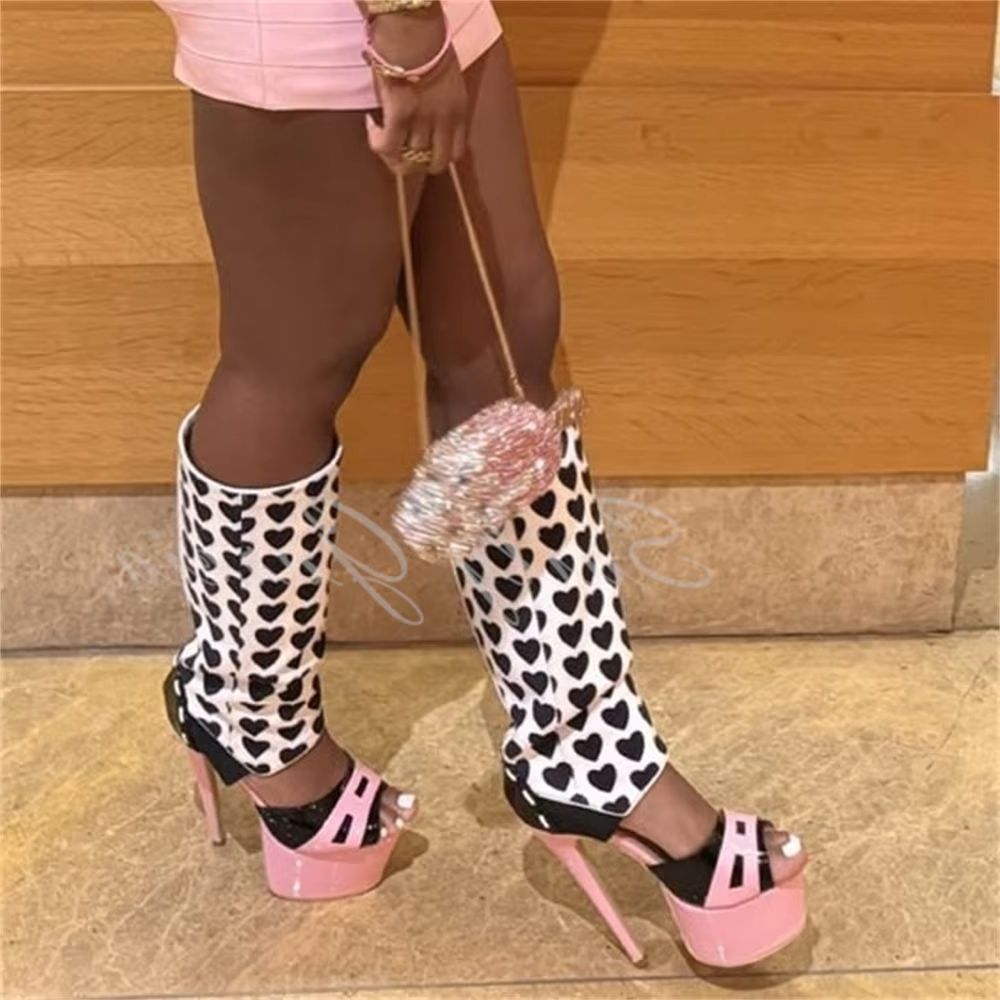 Damskie różowe sandały do kola – High Knee Heel Boots recenzja i cena