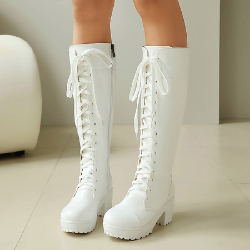 Damskie kozaki do kolan sznuro – High Knee Heel Boots recenzja i cena